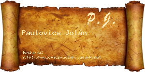 Paulovics Jolán névjegykártya