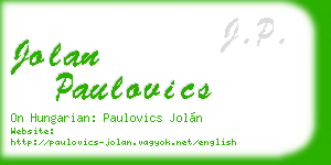 jolan paulovics business card